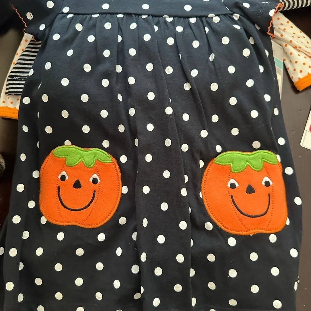 Carter's Black and White Polka Dot Dress with Orange Accents